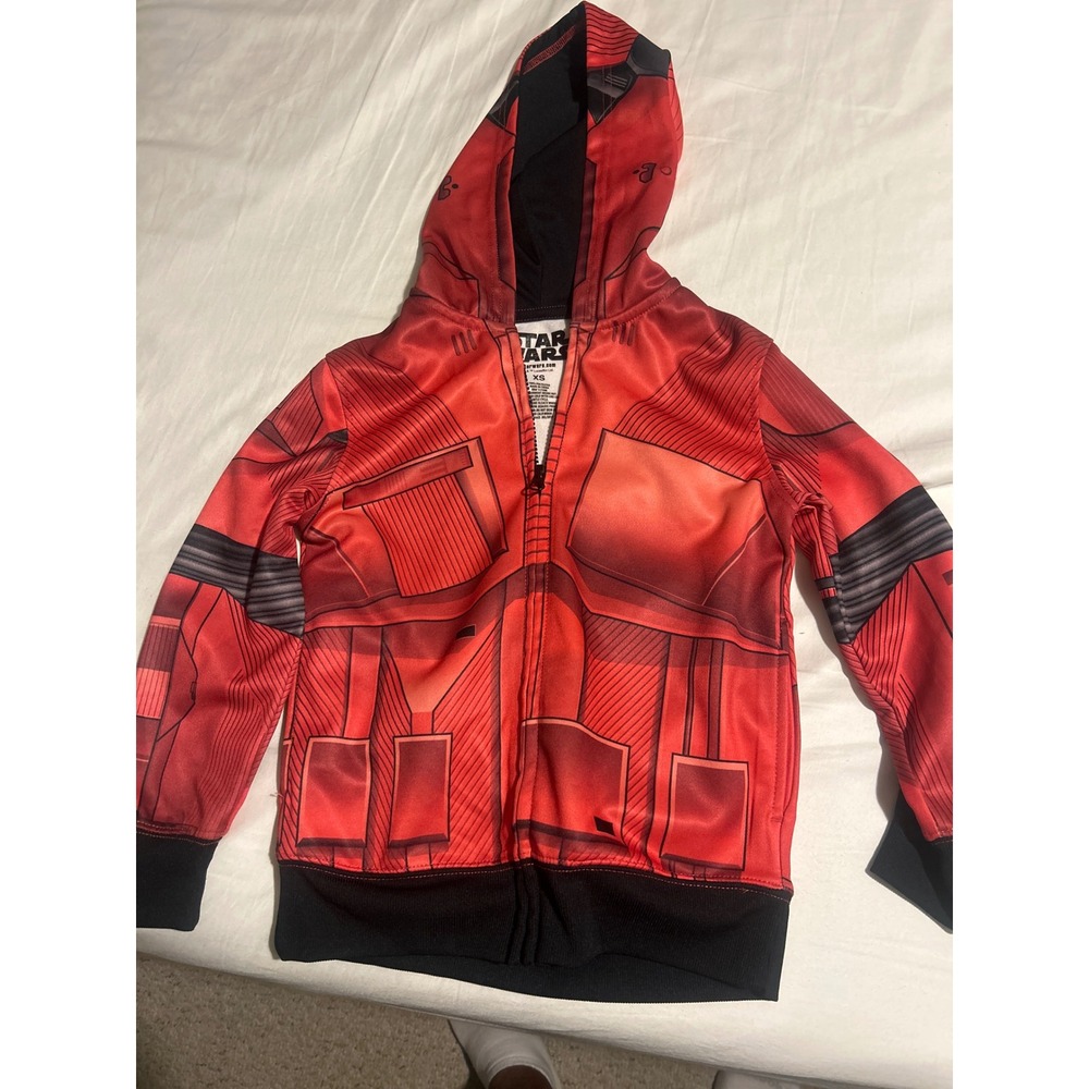Star Wars Sith Trooper Zip Up Hoodie Kids XS Red Armor Graphic Sweatshirt